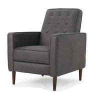 Dupe Manual Recliner Chair, Button Tufted Dark Gray Plush Fabric -BM325995