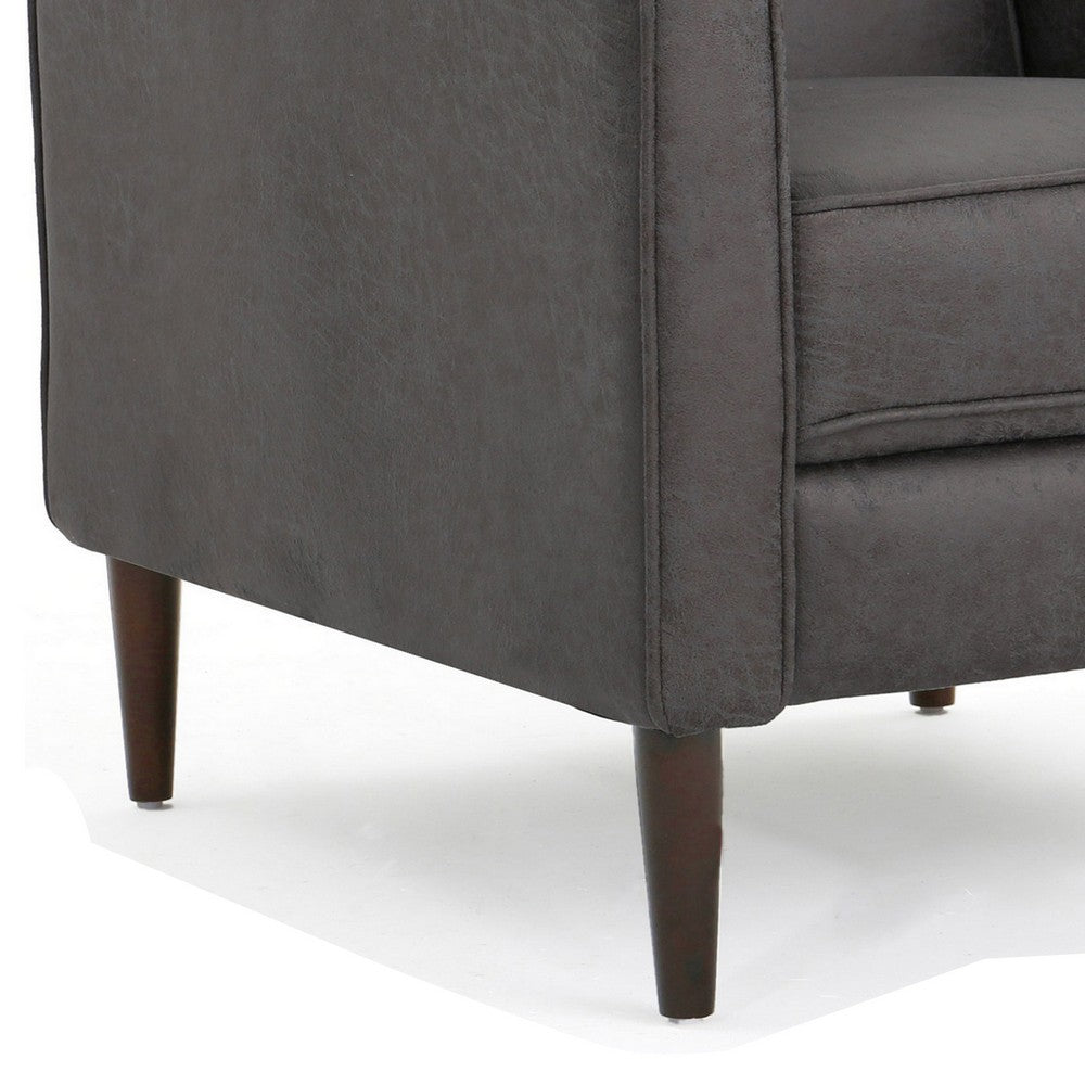 Dupe Manual Recliner Chair, Button Tufted Dark Gray Plush Fabric -BM325995