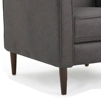 Dupe Manual Recliner Chair, Button Tufted Dark Gray Plush Fabric -BM325995