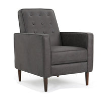 Dupe Manual Recliner Chair, Button Tufted Dark Gray Plush Fabric -BM325995