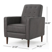 Dupe Manual Recliner Chair, Button Tufted Dark Gray Plush Fabric -BM325995