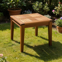 Bops Outdoor Side End Table, 20 Inch Square, Natural Brown Acacia Wood -BM325996