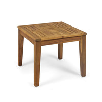 Bops Outdoor Side End Table, 20 Inch Square, Natural Brown Acacia Wood -BM325996