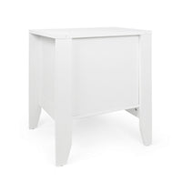 Crown Bedside Table Nightstand, 21 Inch w Drawer n Shelf, White MDF -BM325997