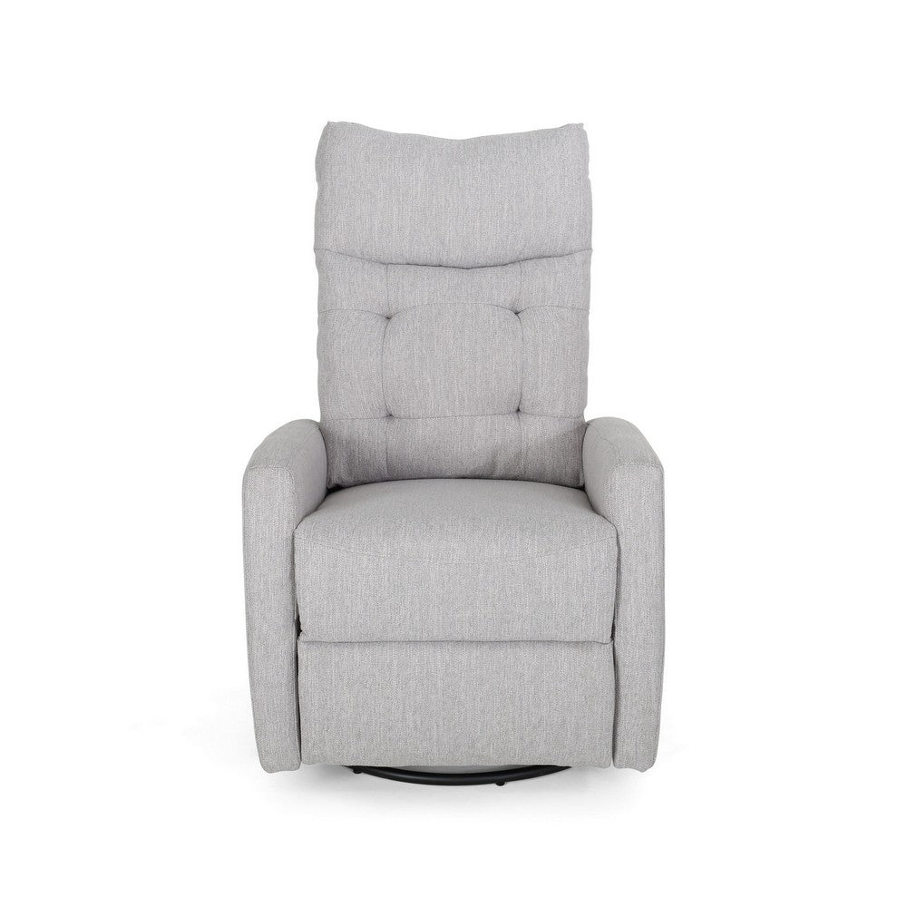 Manual Glider Swivel Recliner Chair, Tufted Split Design, Light Gray -BM325999