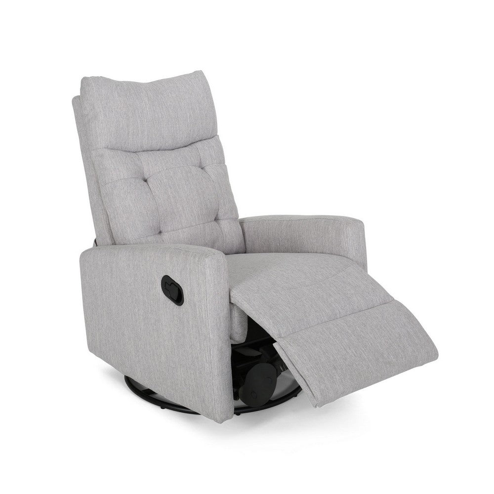 Manual Glider Swivel Recliner Chair, Tufted Split Design, Light Gray -BM325999