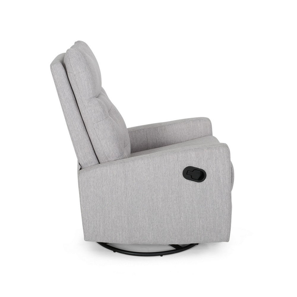 Manual Glider Swivel Recliner Chair, Tufted Split Design, Light Gray -BM325999