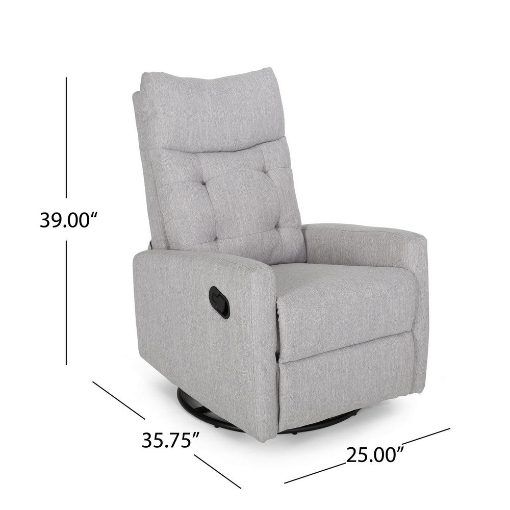 Manual Glider Swivel Recliner Chair, Tufted Split Design, Light Gray -BM325999