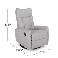 Manual Glider Swivel Recliner Chair, Tufted Split Design, Light Gray -BM325999