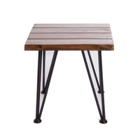 Zion Outdoor Accent Table, 18 Inch Square, Hairpin Legs, Brown Wood -BM326001