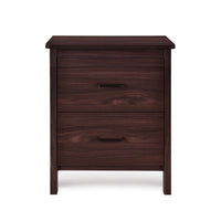 Bedside Nightstand, 2 Drawers, Classic Faux Wood Dark Cherry Brown -BM326002