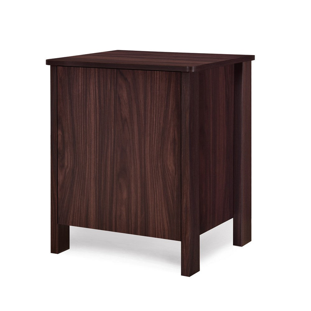 Bedside Nightstand, 2 Drawers, Classic Faux Wood Dark Cherry Brown -BM326002