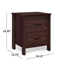 Bedside Nightstand, 2 Drawers, Classic Faux Wood Dark Cherry Brown -BM326002