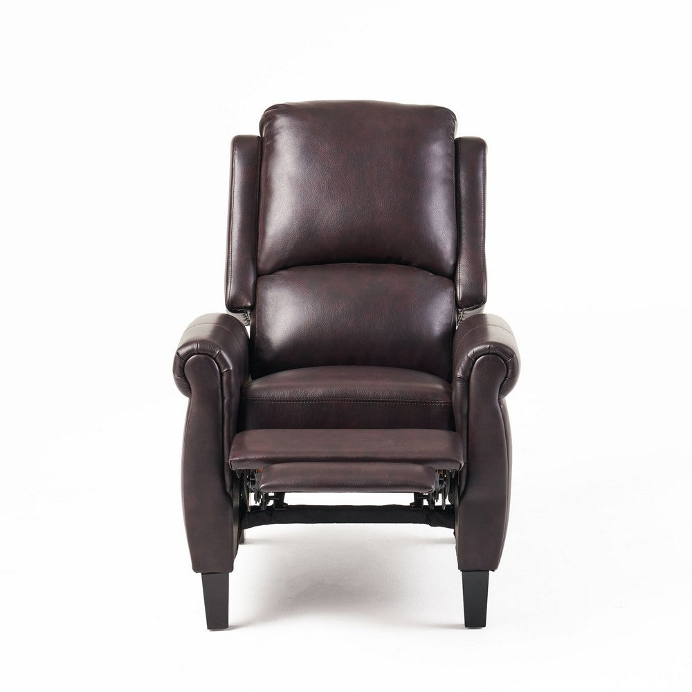 Manual Recliner Lounge Chair, Burgundy Brown Faux Leather Upholstery -BM326003