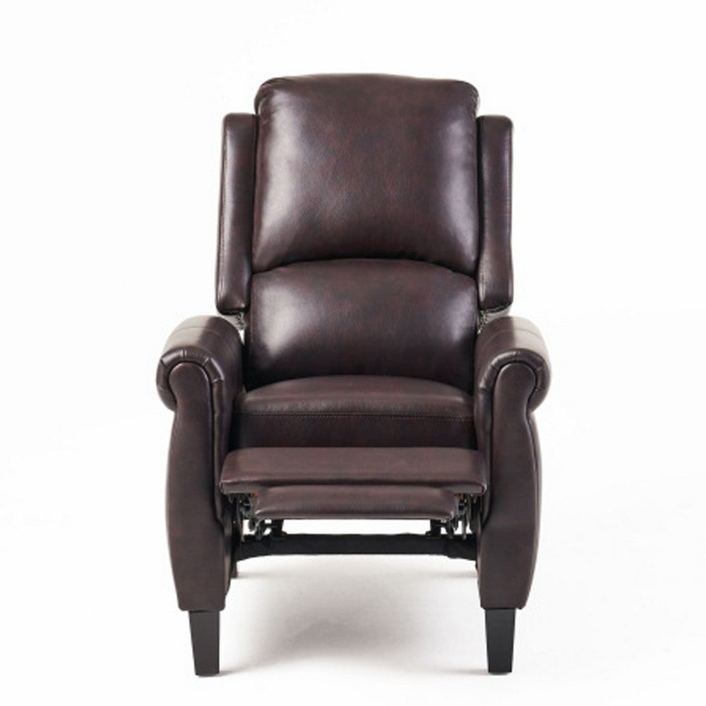 Manual Recliner Lounge Chair, Burgundy Brown Faux Leather Upholstery -BM326003