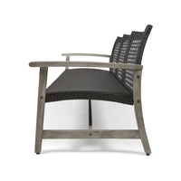 Bops Outdoor Sofa, Gray PE Woven Wicker, Coastal Acacia Wood Frame -BM326006