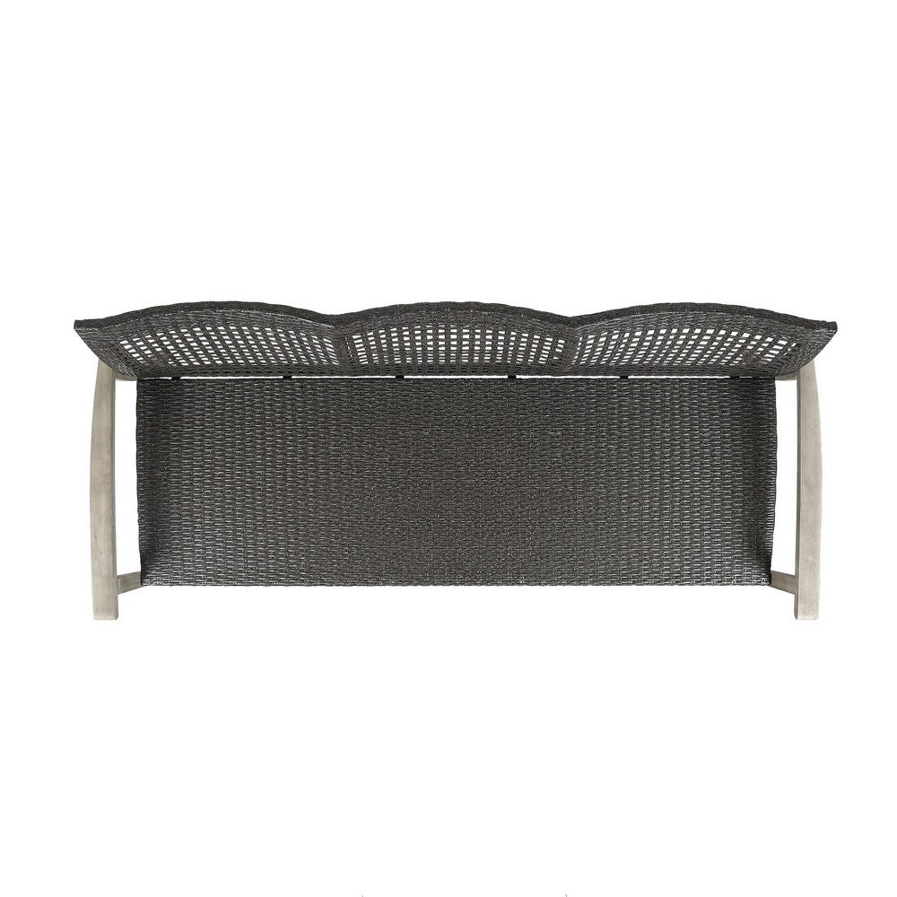 Bops Outdoor Sofa, Gray PE Woven Wicker, Coastal Acacia Wood Frame -BM326006