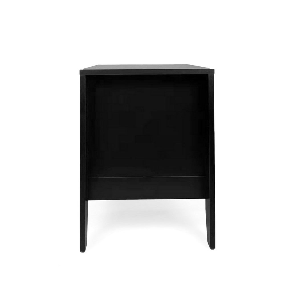Crown Bedside Nightstand, 21 Inch, 1 Drawer and Open Shelf, Black MDF -BM326009