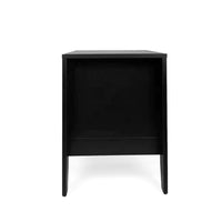 Crown Bedside Nightstand, 21 Inch, 1 Drawer and Open Shelf, Black MDF -BM326009