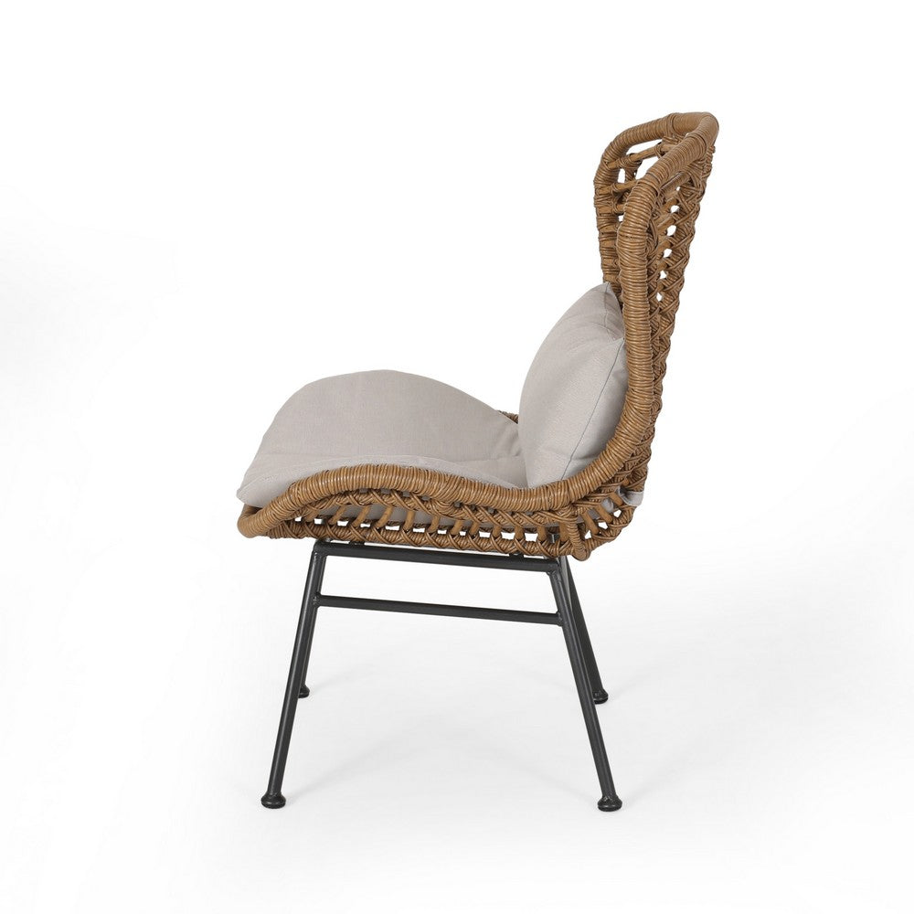 Slay Outdoor Accent Chair Set of 2, 25 Inch, Brown Woven Rattan, Iron -BM326011