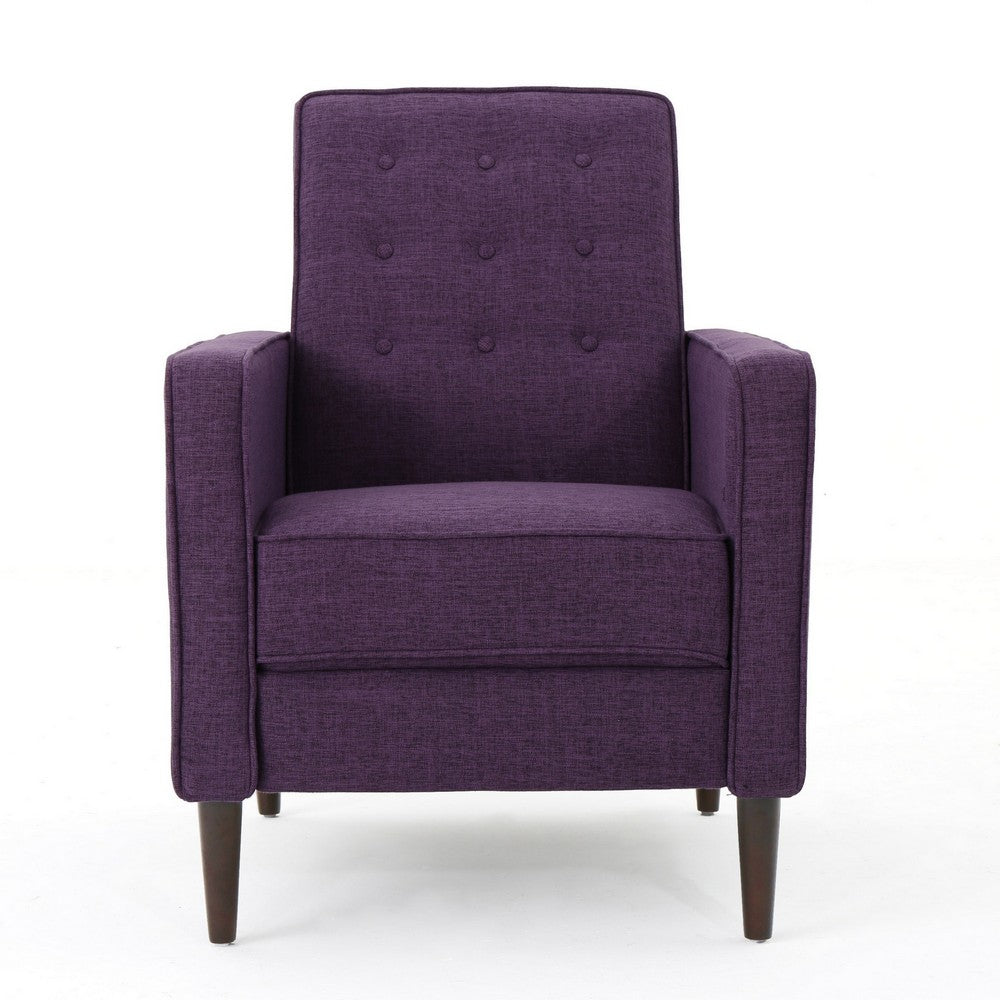 Dupe Manual Reclining Chair, Button Tufted Design, Purple Polyester -BM326012