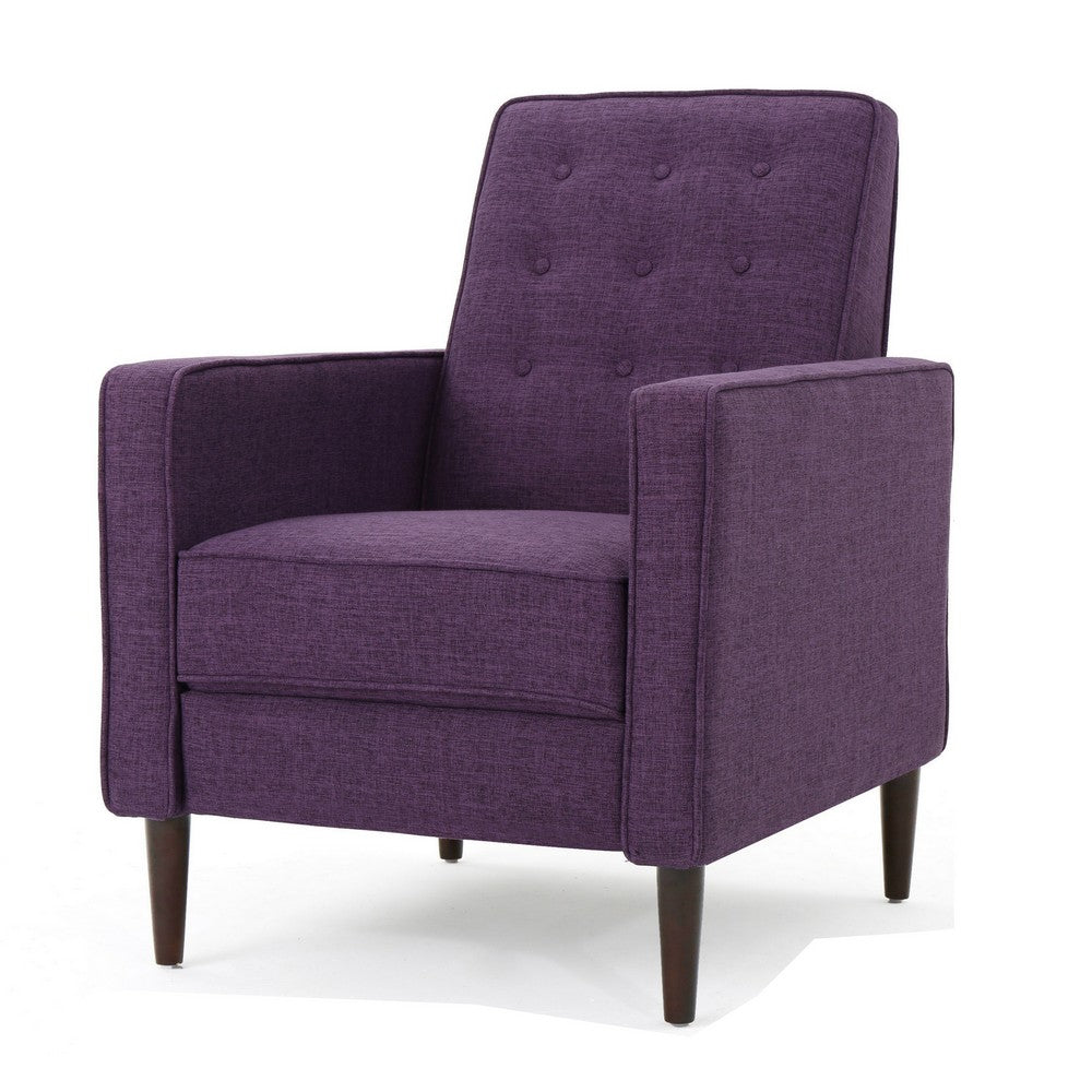 Dupe Manual Reclining Chair, Button Tufted Design, Purple Polyester -BM326012