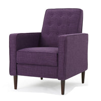 Dupe Manual Reclining Chair, Button Tufted Design, Purple Polyester -BM326012
