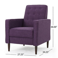 Dupe Manual Reclining Chair, Button Tufted Design, Purple Polyester -BM326012