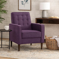Dupe Manual Reclining Chair, Button Tufted Design, Purple Polyester -BM326012