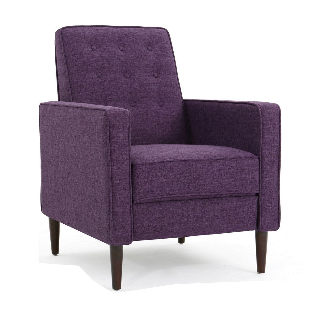 Dupe Manual Reclining Chair, Button Tufted Design, Purple Polyester -BM326012