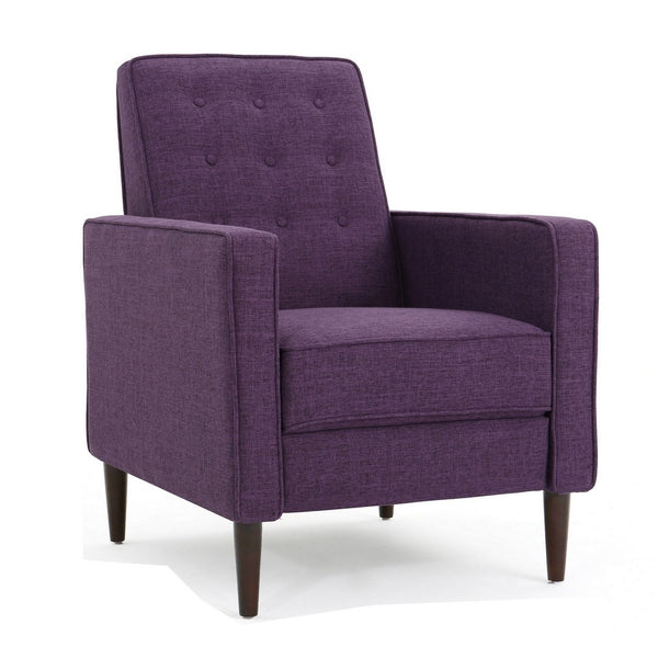 Dupe Manual Reclining Chair, Button Tufted Design, Purple Polyester -BM326012
