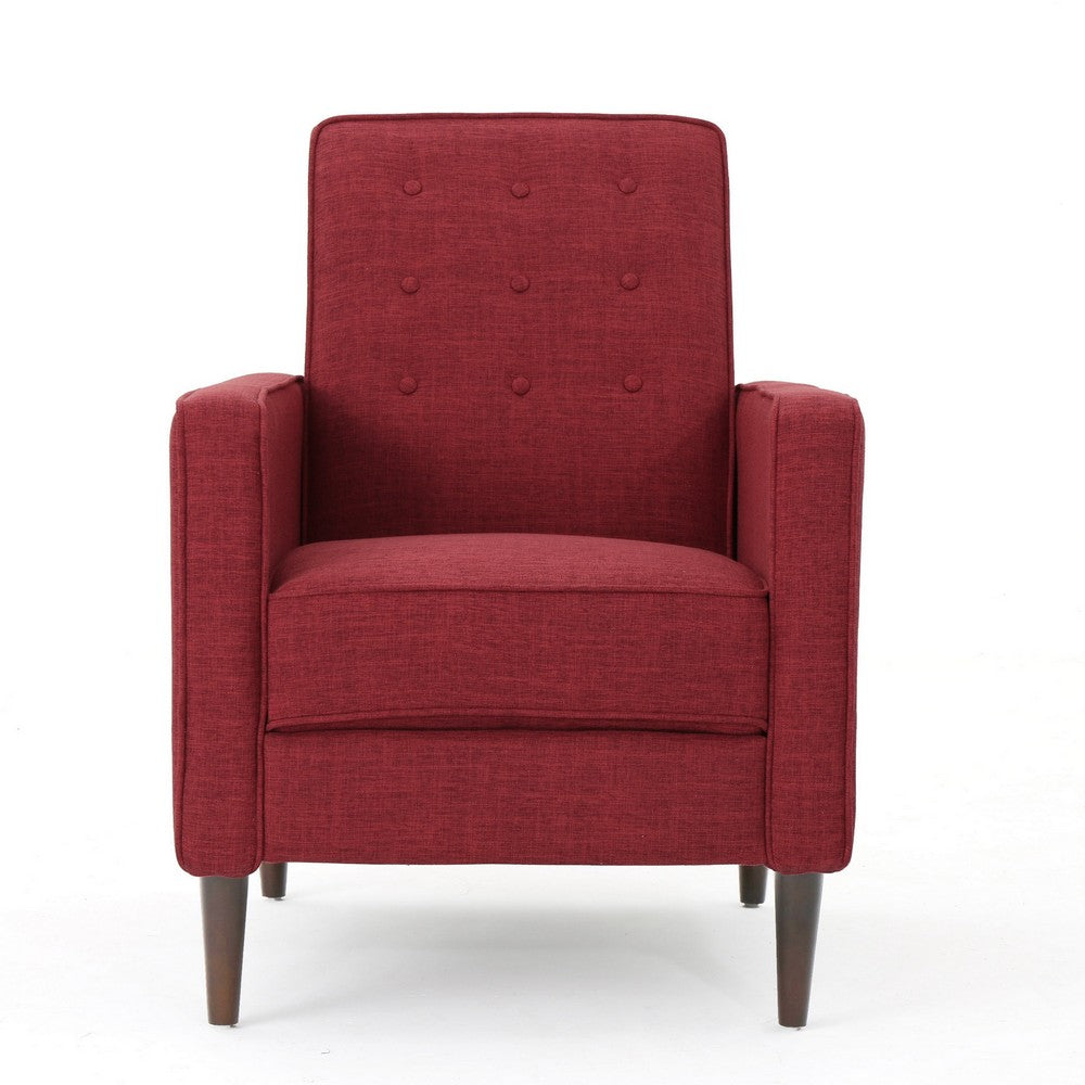 Dupe Manual Reclining Chair, Button Tufted Design, Red Polyester -BM326014