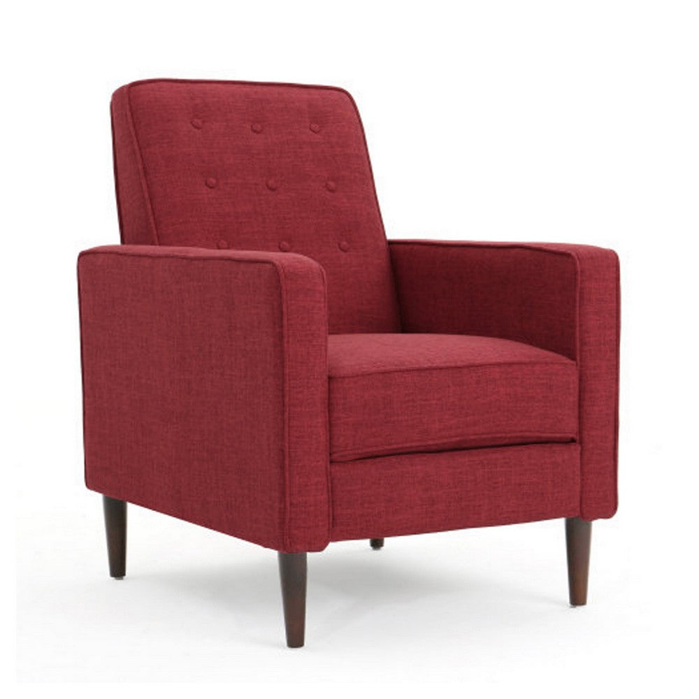 Dupe Manual Reclining Chair, Button Tufted Design, Red Polyester -BM326014