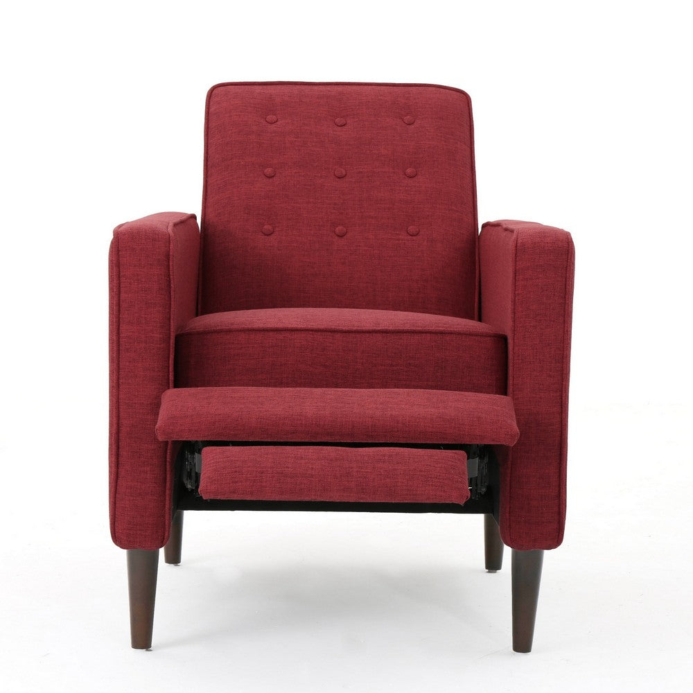 Dupe Manual Reclining Chair, Button Tufted Design, Red Polyester -BM326014