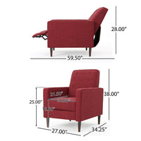 Dupe Manual Reclining Chair, Button Tufted Design, Red Polyester -BM326014