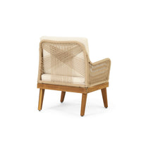 Oud Accent Club Chair, Ivory Cushions, Rope Weaving, Brown Acacia Wood -BM326015