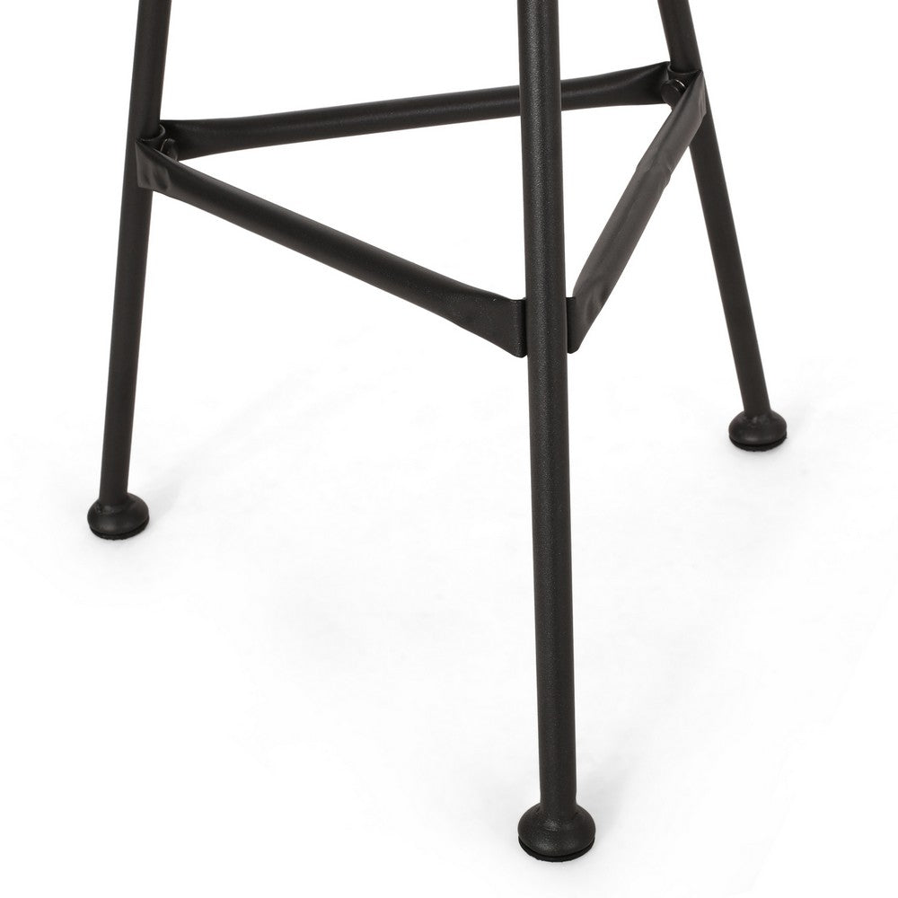 Tee Outdoor Side End Table, 20 Inch Rattan Weave, Glass Top, Steel -BM326016