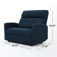 Power Recliner Chair, Oversize Wide Seat, Tufted Navy Blue Fabric -BM326019
