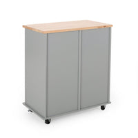 Rolling Kitchen Island Bar Cart, Drawers Shelves, Wheels, Brown, Gray -BM326020