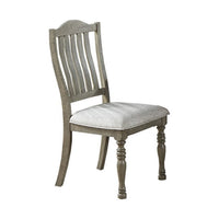 Rizi Dining Chair Set of 2, Carved Legs, Open Slats, Gray Acacia Wood