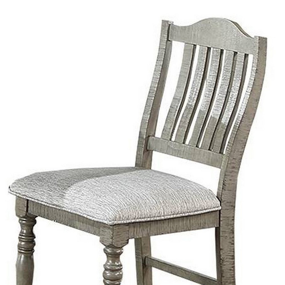 Rizi Counter Height Chair Set of 2, Carved Legs, Open Slats, Gray Wood -BM326032