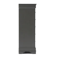 Jean Tall Dresser Chest, 5 Drawers, Chrome, Dark Gray Solid Wood - BM326053