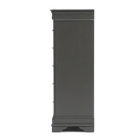 Jean Tall Dresser Chest, 5 Drawers, Chrome, Dark Gray Solid Wood - BM326053