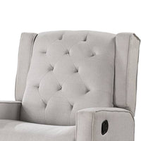 Manie Swivel Glider Manual Recliner, Solid Wood, Light Gray Burlap -BM326059