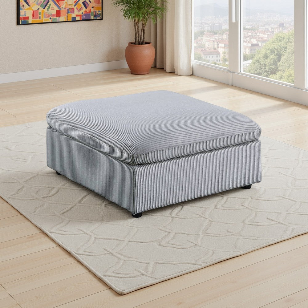 Joana Cocktail Ottoman, Light Gray Corduroy, Modular Square 39 Inch -BM326088