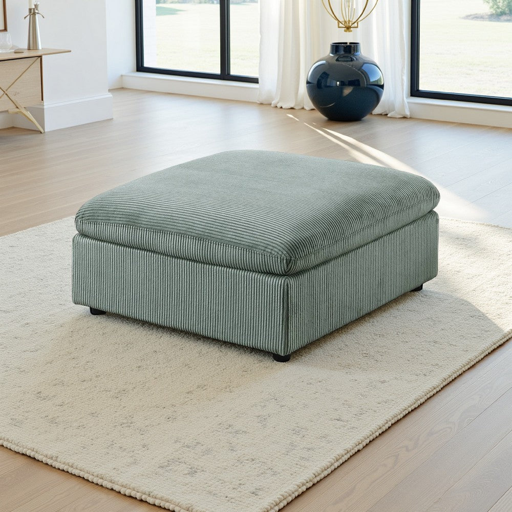 Joana Cocktail Ottoman, Sage Green Corduroy, Modular Square 39 Inch -BM326089
