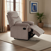 Karry Manual Recliner Chair, Plush Light Brown Velvet, Solid Wood -BM326103