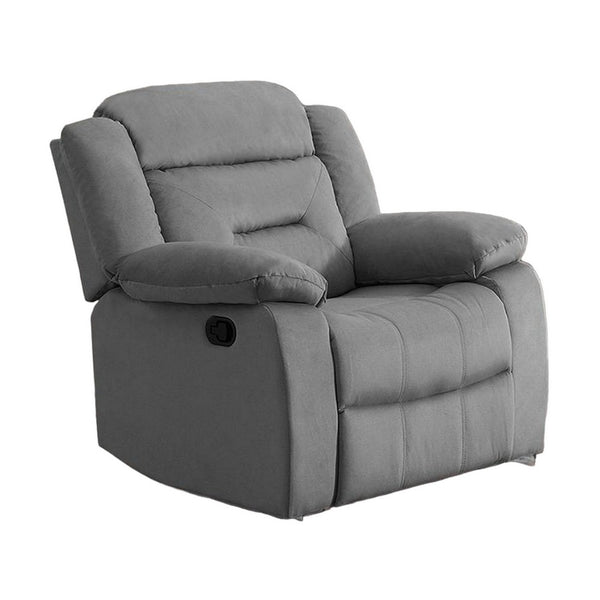 Niko Manual Recliner Chair, Soft Tufted Light Gray Velvet, Solid Wood -BM326106