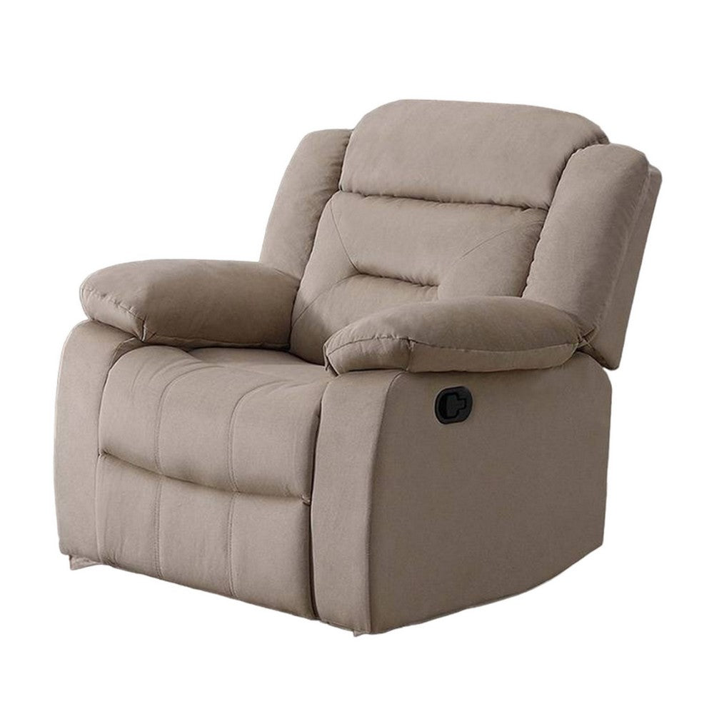 Niko Manual Recliner Chair, Plush Tufted Beige Velvet, Solid Wood -BM326109