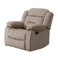 Niko Manual Recliner Chair, Plush Tufted Beige Velvet, Solid Wood -BM326109